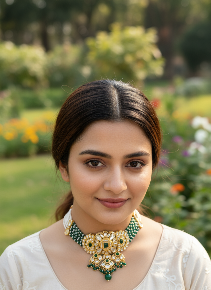 Emerald Bloom Kundan Set