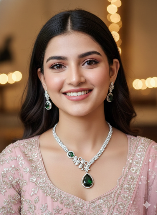 Ira Leafline Emerald Set