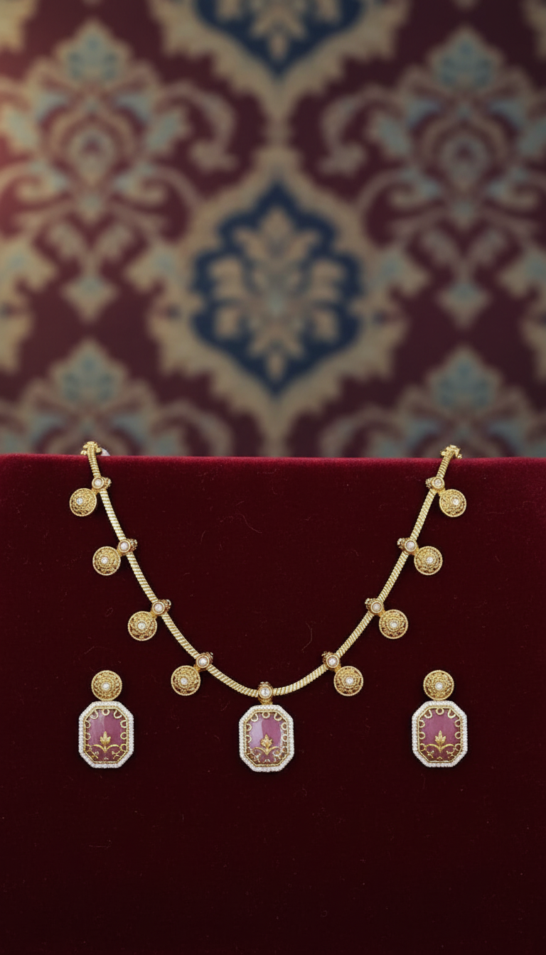 Devanshi Pink Gem Stone Set