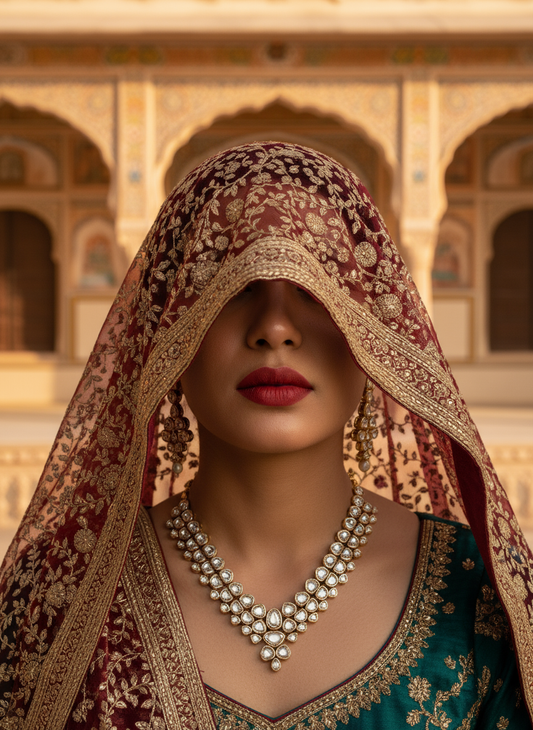 V shaped Amrita Kundan Statement Collar