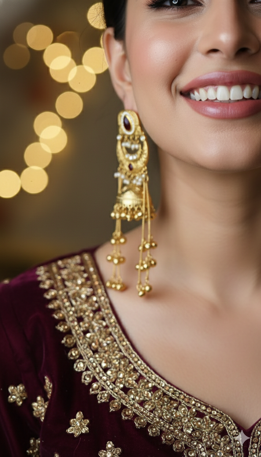 Aariza Kashmiri Royal Earrings (Ruby)