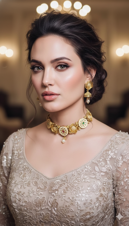 Advika Floral Glow Choker Set