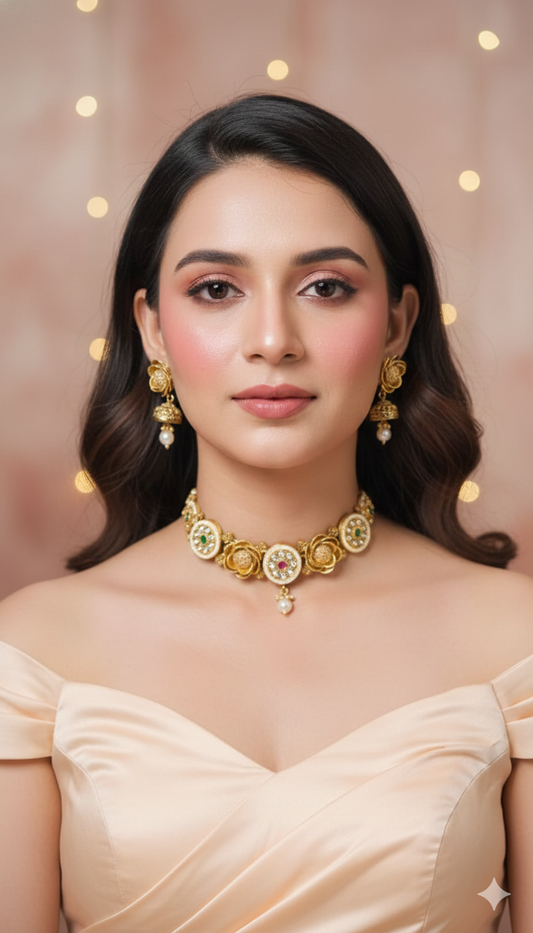 Advika Floral Glow Choker Set