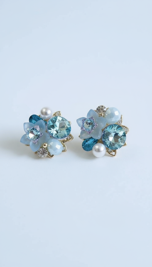 Aqua blue luxe studs
