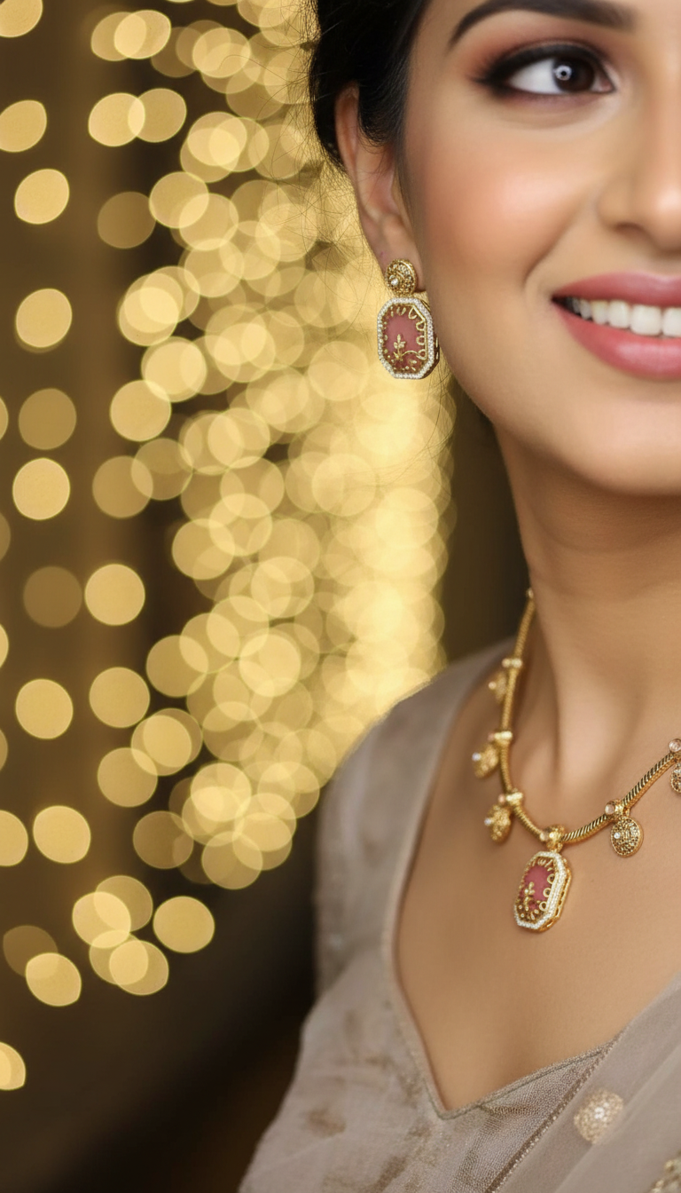 Devanshi Pink Gem Stone Set