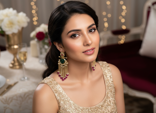 Kashmiri Royal Emerald Tassel Earrings