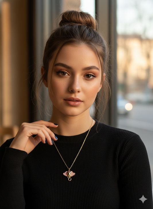 Pink Boho Ganesha Pendant